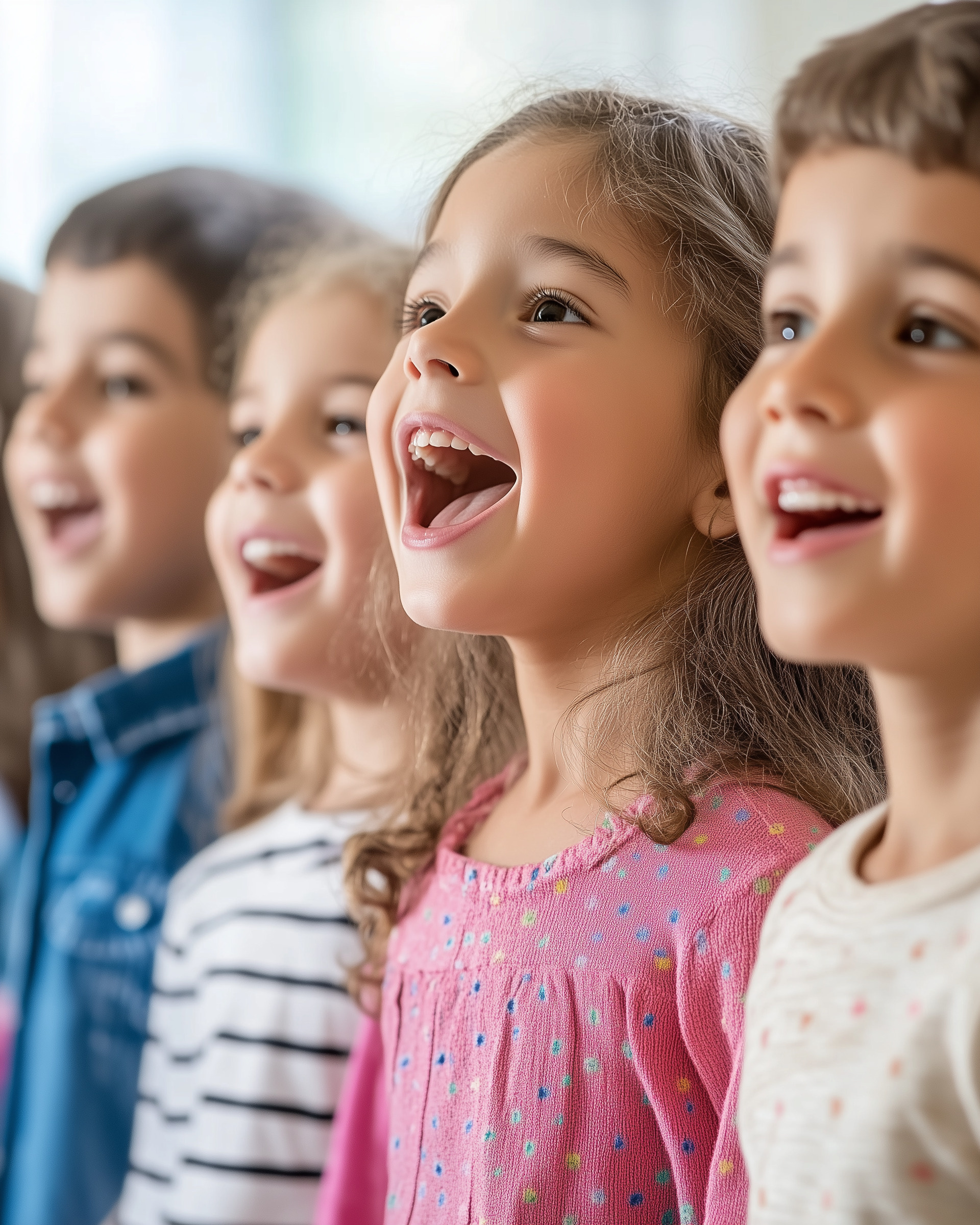Bambini che cantano a scuola primaria con Solevoci Varese